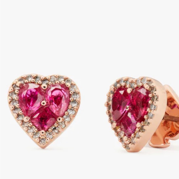 Kate Spade “Spell it Out” necklace and earrings boxed set, red hearts - Picture 8 of 15